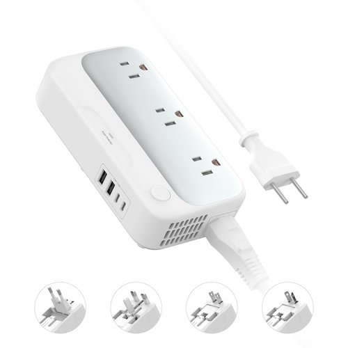 Universal Voltage Converter us to Europe, 220v to 110v Power Travel Converter Combo, 250W Step Down European Adapter 220 to 110 for UK Italy, Transformer European Travel Plug for Curly Hair Stick