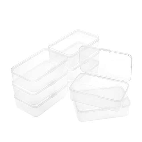 BENECREAT 8 Pack 4.6x2.8x1.3" Rectangle Clear Plastic Bead Storage Containers Box Case with lid for Pins, Coins, Tiny Bead, Jewelry Findings and Other Small Items