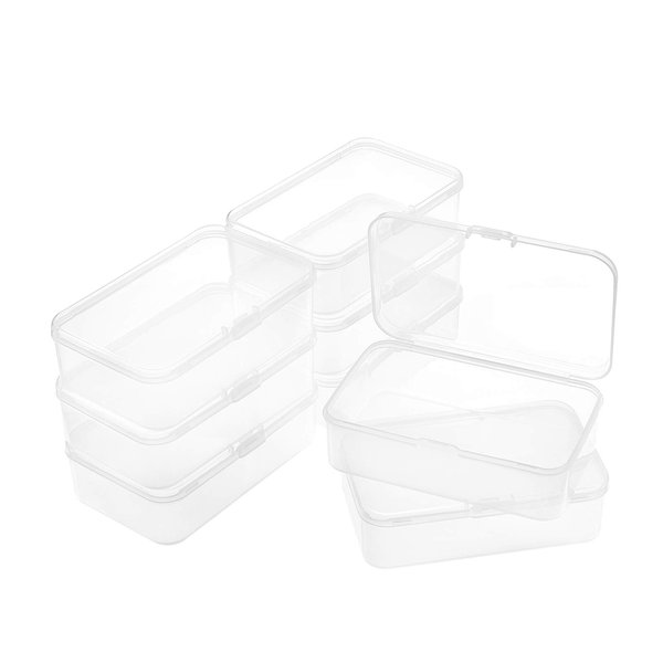 BENECREAT 8 Pack 4.6x2.8x1.3" Rectangle Clear Plastic Bead Storage Containers Box Case with lid for Pins, Coins, Tiny Bead, Jewelry Findings and Other Small Items