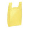 Charm Your Prince 100 Yellow Disposable Plastic T-Shirt Shopping Gift Bags with Handles - Small - 8" x 5" x 16"