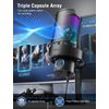 FIFINE Gaming USB Microphone, PC Computer Mic with 4 Polar Patterns for Podcast Streaming Recording YouTube, RGB Condenser Desktop Mic for PS4, Mac, with Headphone Jack-AmpliGame A8 Plus