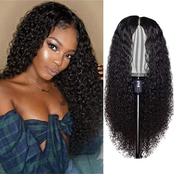Gazaar 24inch Curly Closure Wigs, Lace Front Wigs Human Hair Water Brazilian Virgin Hair, Water Curly Lace Closure Human Hair Wigs for Black, Women Water Wig (Black)