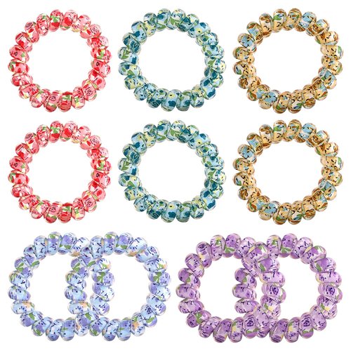 Spiral Hair Ties, Coil Hair Ties, 10 Pcs Hair Ties, Small Colorful Hair Coils, Phone Cord Hair Rings, Ponytail Holder Coil for Women Girls, Perfect for Thick, Thin, Short, Long and Any Hair Color