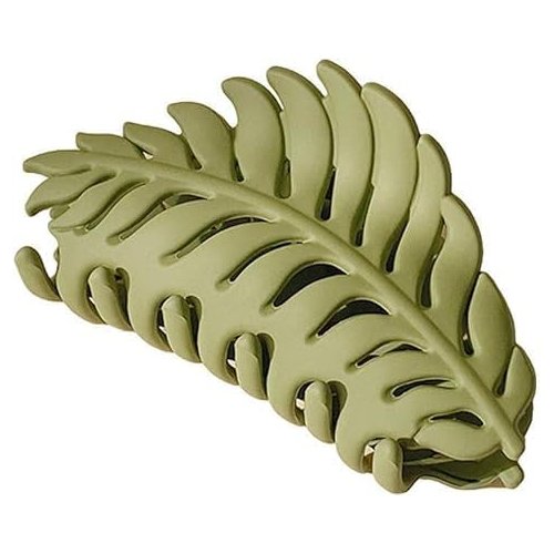 Green Hair Clamps, Big Claw Clips, Non slip Leaves Hair Catch Barrette Jaw Clamp Hairpins for Women Girls Thin Thick Hair Clips Hair Accessories (3.5 Inch)