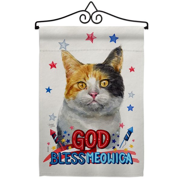 Breeze Decor Patriotic Dilute Calico Garden Flag Set Wall Hanger Cat Kitten Meow Spoiled Paw Fur Pet Nature Farm Animal Creature House Banner Small Yard Gift Double-Sided, Made in USA