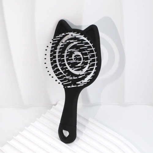 Cat Ear Detangling Hair Brush for Women Men Curved Vented Brush for Blow Drying Straightening Detangler Hair Brush for Straight, Curly, Wet, Dry, Thick Hair (Black)