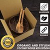 CEREM Coconut Bowl Set with Spoon and Fork - Eco-Friendly Sustainable Kitchen Serving Set - Handcrafted Vegan Gifts - 2 Sets, Polished