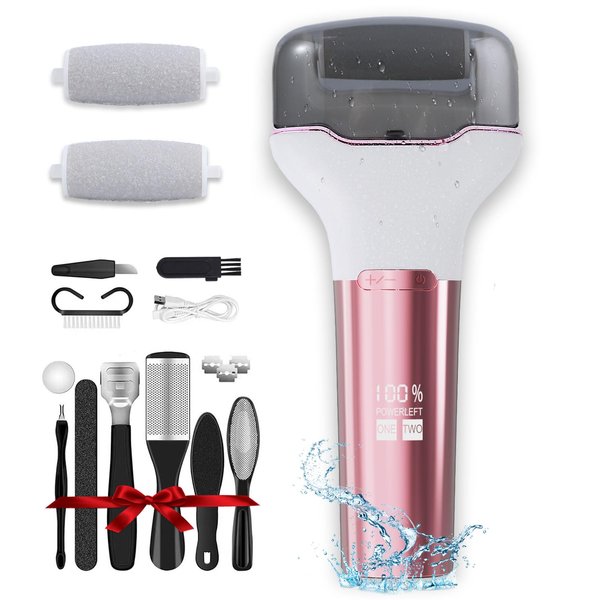 Electric Foot Callus Remover,Waterproof Foot Scrubber File, Rechargeable Portable Electronic Foot File, Pedicure Kits, Professional Pedicure Tools, Foot Care for Dead Skin, Ideal Gift Pink