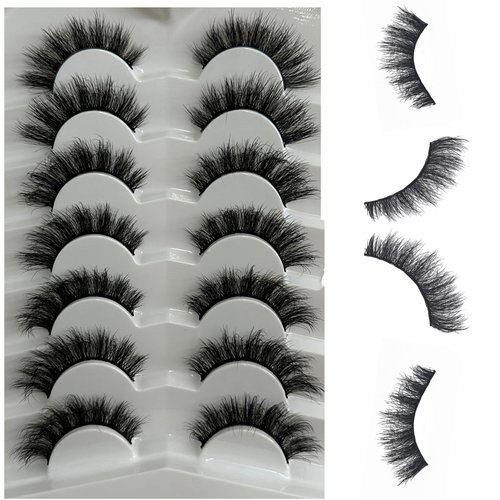 MYMYDA Lashes Natural Look Clear Band Cat Eye False Eyelashes Fluffy Mink Fox Eye Lashes Wispy 5D Volume Durl Lashes Strip Eyelash Extension Look