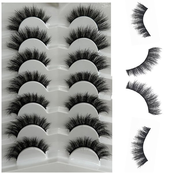 MYMYDA Lashes Natural Look Clear Band Cat Eye False Eyelashes Fluffy Mink Fox Eye Lashes Wispy 5D Volume Durl Lashes Strip Eyelash Extension Look