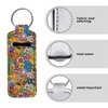 Suobstales Hippie Flower Travel Bottle Holders Chapstick Keychain Set of 3,Colorful Cartoon Floral Lipstick Holder+Hand Sanitizer Keychain Holder+Hand Wrist Lanyard for Women Gifts Portable Pouch