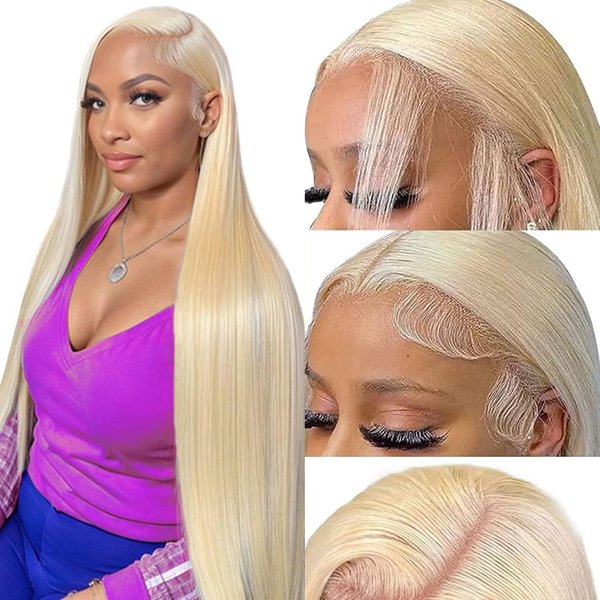 Fopeela 613 Blonde Lace Front Wig Human Hair 30 Inch 13x4 HD Transparnet Straight Glueless Wigs Human Hair Pre Plucked 613 Lace Frontal Wig 180% Density Bleached Knots Human Hair Wigs for Women