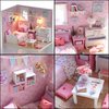 Dollhouse Miniature DIY Kit with Decoration Furniture and LED Lights, Handmade 3D Miniature Dollhouse with Tools and Cover, DIY Wooden Dollhouse with English Instructions (Sunshine Princess Style)