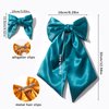 Vercret Bows for Women-4 Pcs Silky Satin Hair Bows,Gold & Green Ribbon Bow for Hair, Bow Barrettes Women Teen Girl Hair Accessories Mother Daughter Birthdays Christmas Gift