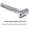 Parker 64S Stainless Steel Handle Double Edge Safety Razor with Closed Comb Head & 5 Premium Blades