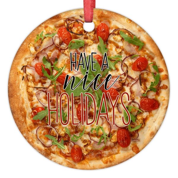 Vegan Truffle Pizza Christmas Ornaments Personalized Christmas Ornaments 2023 Funny Food Christmas Tree Ornaments Hanging Ornaments Holiday Christmas Keepsake New Year Gifts, 3 Inch