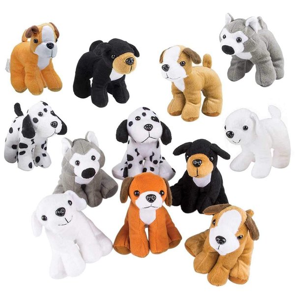 Bulk Plush Puppy Dog Stuffed Dog Animal Toys | Variety Pack Made of Soft Plush ● Great as a Party Favor, Gift, or Companion ● Pretend Play for Kids ● 1 or 2 Dozen Puppy Assortment (12 Pack)