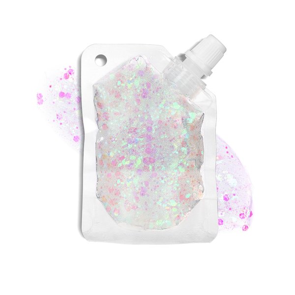 TEOYALL White Long Lasting Body Glitter Gel, Holographic Chunky Hair Face Sequins Glitter Gel Singer Concerts Festival Rave Accessories (White)