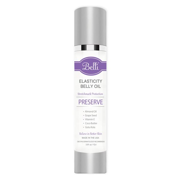 Belli Pregnancy Stretch Mark Belly Oil: 3.8 Ounces of Essential Maternity Skin Care with Vitamin E for Healthy Skin, Scar Protection, and OB-GYN, Dermatologist Recommended