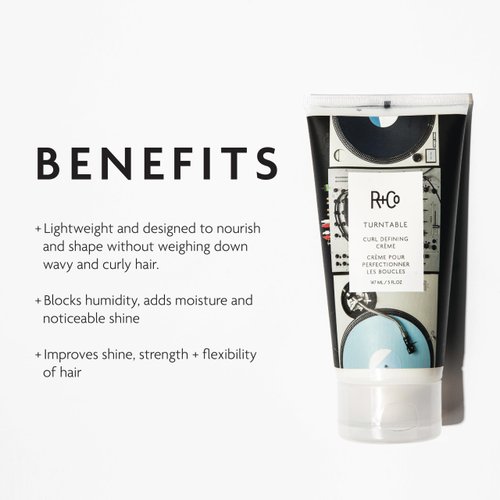 R+Co Turntable Curl Defining Cream | Lightweight Moisturizer for Defined + Shiny Curls | Vegan + Cruelty-Free | 5 Fl Oz