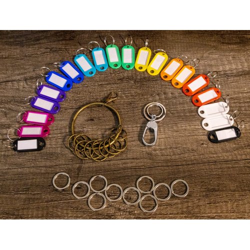 Key Tags, 20 Key Label Tags with Ring, 10 Key Chain Rings, 1 Key Clip, 1 Janitor Key Ring, Suitable for Company, Home Key Management.
