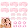 Casoty 18 Pcs Slumber Party Supplies, Spa Headbands & Plush Sleep Eye Masks & Velvet Scrunchies Set, Skincare Headbands, Sleepover Stuff for Face Washing Shower Yoga Spa Slumber Party