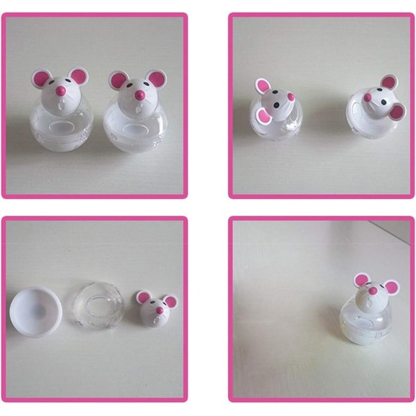 Juroicessry Beige Interactive Toys for Cats, Play Cat Toy Pet Cat Kitten Mouse Shape Treat Holder Food Storage Dispenser Chew Play Toy for Indoor Cat and Kitten Exercise Cat Mice and Animals Toys