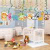Kristin Paradise 30Ct Safari Animals Hanging Swirl Decorations, Jungle Party Supplies, Wild Birthday Theme Decor for Boy Girl Baby Shower, Tribal 1st Bday Favors Idea