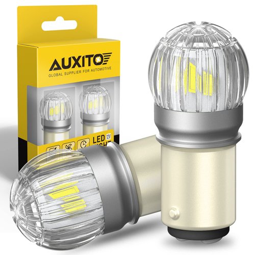 AUXITO 1157 LED Bulb White, 400% Brighter 1:1 Size, 7528 2057 2357 BAY15D Car Bulbs for for Tail Light, Reverse Backup light, Brake Signal, Parking Side Marker Light, Pack of 2