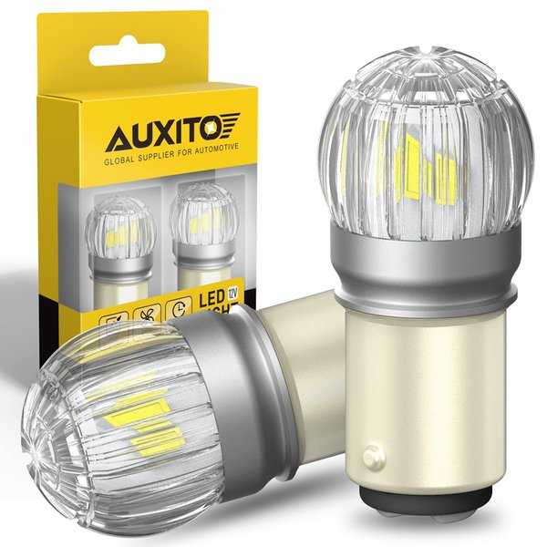 AUXITO 1157 LED Bulb White, 400% Brighter 1:1 Size, 7528 2057 2357 BAY15D Car Bulbs for for Tail Light, Reverse Backup light, Brake Signal, Parking Side Marker Light, Pack of 2