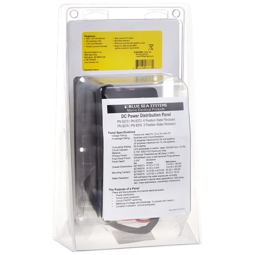 Blue Sea Systems 8373 Water Resistant Circuit Breaker Panel, 6 Position, Black