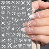JMEOWIO 8 Sheets Heart Bow Tie Nail Art Stickers Decals Self-Adhesive Pegatinas Uñas Pink Nail Supplies Nail Art Design Decoration Accessories