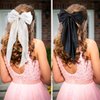 Hair Bows for Women,Satin Bow Barrette Hairclip Long Tail Ponytail Holder Wedding Party Hair Accessories (Black/White)