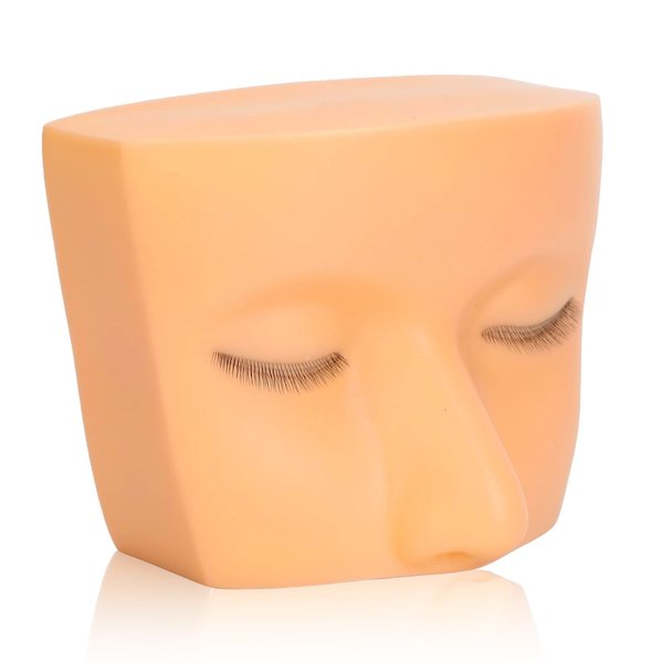 HURRISE Makeup Mannequin Head with 3 Layer Lashes, Soft Silicone Training Mannequin Face, and Wide Use Lash Extension Practice, Lash Extension Practice (Yellow Skin)