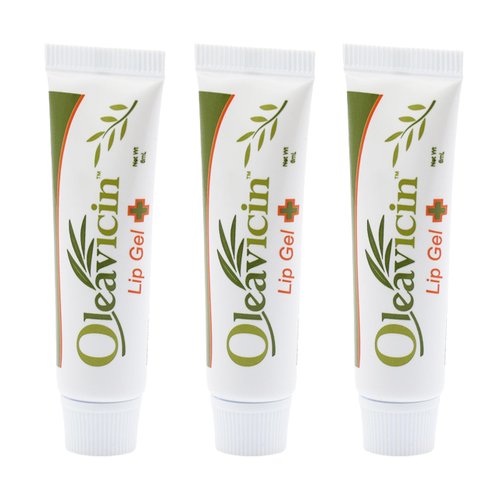 Oleavicin Lip Gel – Natural Cold Sore & Fever Blister Treatment with Organic Olive Leaf – Fast-Acting Relief – 1.3oz (3.8) - 3 Pack