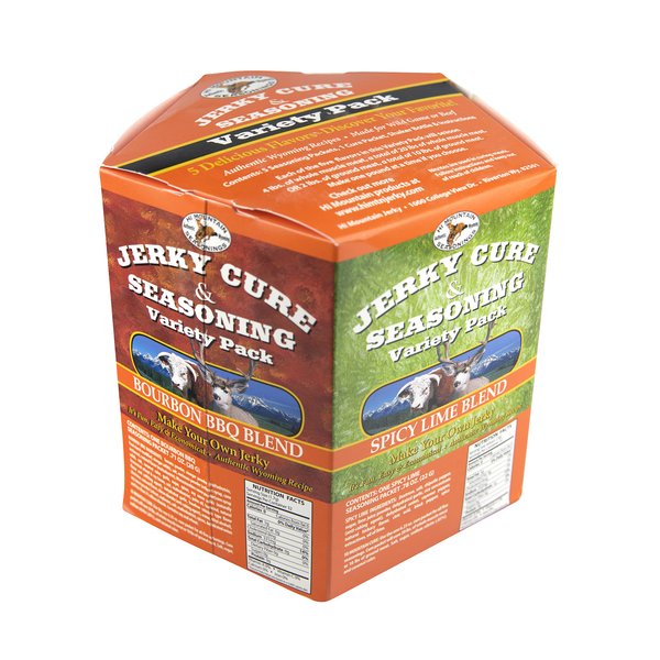 Hi Mountain Jerky Seasoning and Cure Kit | VARIETY PACK #3 | Flavors: Original, Hunters Blend, Bourbon BBQ, Jalapeno, & Spicy Lime | Make Beef Jerky at Home | Beef, Deer, Elk & Venison