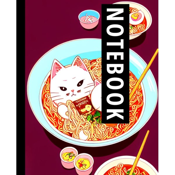 Composition Notebook: Cute Kawaii Cat-Ramen Bowl | Burgundy Red Color | For Cats & Ramen Lover.: 7.5" x 9.25" Inches - 120 Pages - 60 Sheets | Wide Ruled Lined Paper.