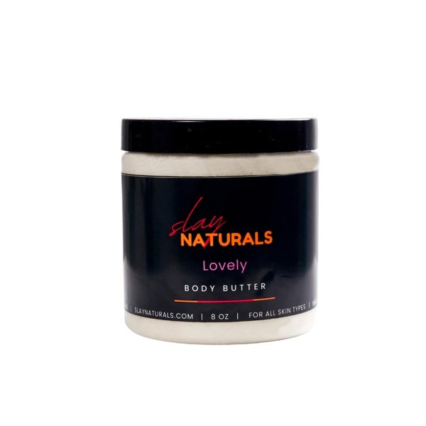 Slay Naturals’ Body Butter 8 oz | Moisturizing | SheaButter, Almond Oil, Olive Oil| Handmade Body Butter (Lovely)
