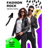 Mepase 12 Pcs 80s Rocker Costume for Men Including Hippie Wig, Sunglasses, Pants Chain, Bracelet, Headband, Tattoo Sleeve, Biker Glove and Guitar Props Punk Party Accessories