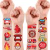 100 PCS Firetruck Fire Truck Firefighter Fireman Temporary Tattoos Themed Birthday Party Decorations Supplies Favors Decor Firehouse Stickers Cute Gifts for Games Boys Girls School Rewards Carnival