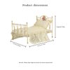 Funky Mini House 1:12 Scale Miniature Beige Iron Bed with Lace Bedding, Handmade Vintage Dollhouse Furniture BJD Ob11 Accessories