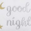NoJo White Cloud with Gold & Silver Embroidery "Good Night" Decorative Pillow with Moon & Stars, White, Silver, Gold (2609723P)