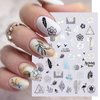 6pcs Fresh Summer Sticker for Nails - Starfish, Beach, Sea, Tropical Coconut Tree, Flower Nail Stickers with Laser Silvery Designs Funny Summer Ocean Mermaid Nail Art Stickers for Women Girls