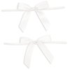 Juvale 100-Pack Twist Tie Bows for Crafts, Pre-Tied Satin Ribbon for Gift Wrap Bags, Party Favors, Baked Goods, Cookies, Mini Bowties for Hair Decorations (2.5x3 in, White)