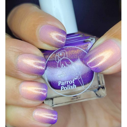 Parrot Polish Golden Plumeria Purple/Coral Thermal Nail Polish