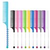 Framendino, 11 Pack Beadable Combs DIY Beadable Hair Comb Plastic Rat Tail Combs with Bar for Hair Stylist 11 Colors