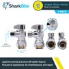 SharkBite 1/2 x 3/8 Inch Compression Angle Stop Valve, Pack of 4, Quarter Turn, Push to Connect Brass Plumbing Fitting, PEX Pipe, Copper, CPVC, PE-RT, HDPE, 23036LFA4