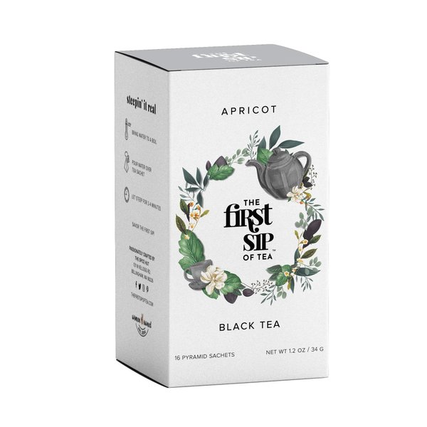 Apricot Black Tea, Pyramid Tea Bags, High Caffeine, Hot & Iced Tea, 16 Cups, Natural, Flavored Black Tea Bags | The Spice Hut, First Sip of Tea