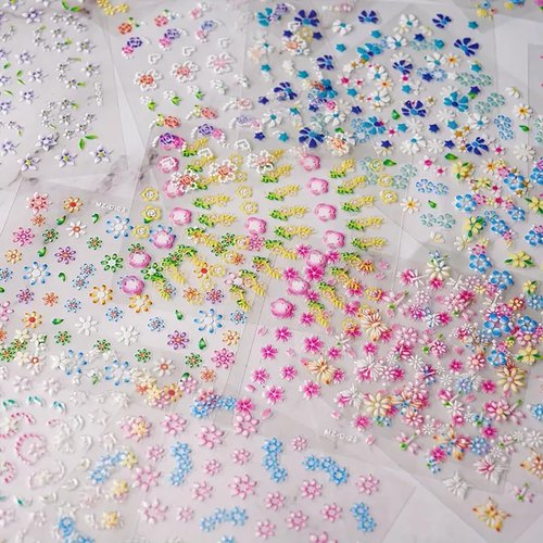 Flower Nail Stickers 30 Sheets Colorful Flowers Nail Art Stickers Cute Daisy Heart Butterfly Cherry Blossoms Design Nail Decals 3D Self Adhesive Nail Art Supplies for Women Manicure Tip Decoration