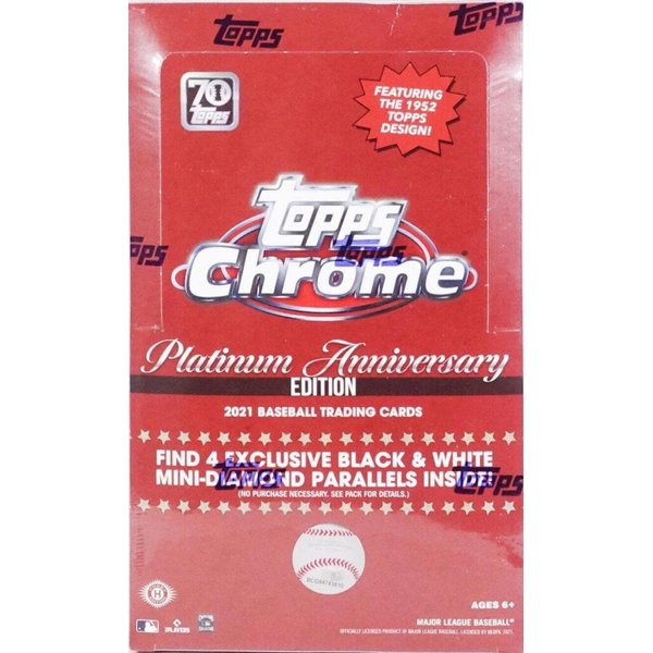 2021 Topps Chrome Baseball Platinum Anniversary Lite Box (16 Packs/4 Cards, 1 Auto)